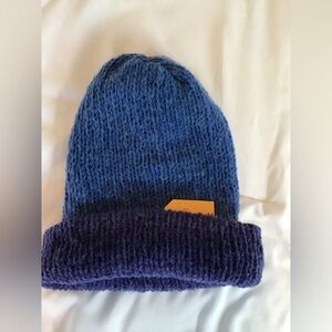 Elegant Knit Reversible Beanie in Blue and Purple
